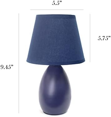 Designs simples lt2009-blu-2pk mini ovo oval de mesa de mesa de cerâmica lâmpada 2 conjunto de pacotes, azul