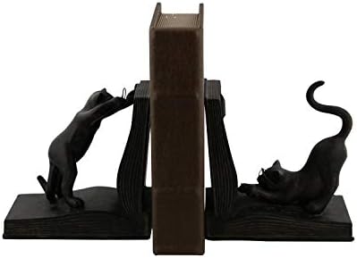 DeCo 79 Polystone Cat Reading Books, conjunto de 2 7 H, 6 W, preto