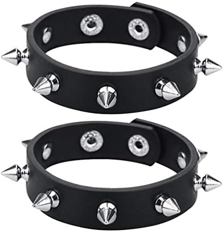 Pulseira cravejada de couro gargantilha punk punk rebite manguito metal preto pulseira