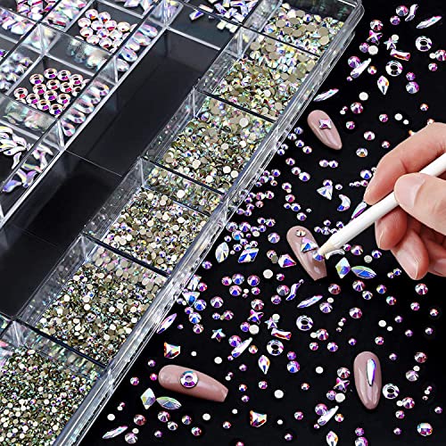 Nibiru 3830pcs cristal ab múltiplas formas shinestones vidro gemas kit para decoração de jóias de unhas, tamanho de mistura