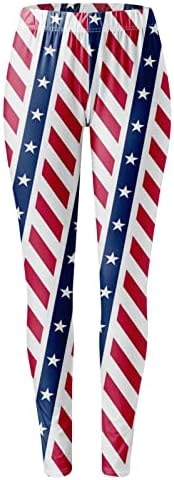 4 de julho Alta cintura Aldeia para mulheres American Flag Running Yoga Leggings Ultra Mold mole escovados calças