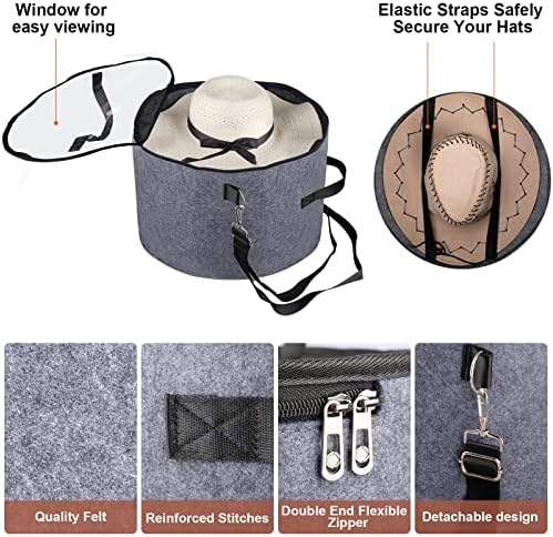 Caixas de chapéu de Sanchamy para mulheres/homens armazenam caixa de feltro redondo grande para viajar Caixa de chapéu