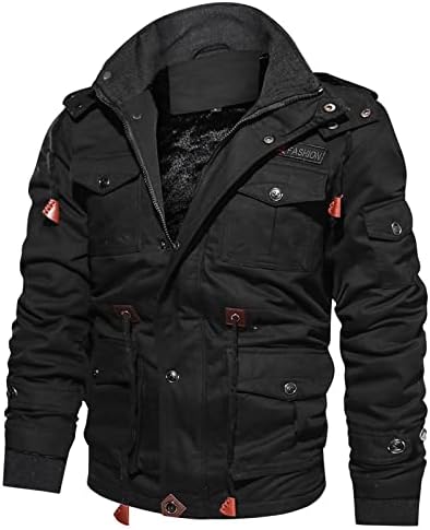 Jaquetas de inverno para homens, Softshell acolchoado espessa sherpa velo de lã de fora, mata -mata -de -flanela quente de