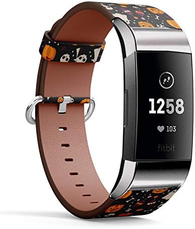 Compatível com Fitbit Charge 4 / Carga 3 / Carga 3 SE - Pulseira de pulseira de pulseira de relógio de couro com adaptadores de