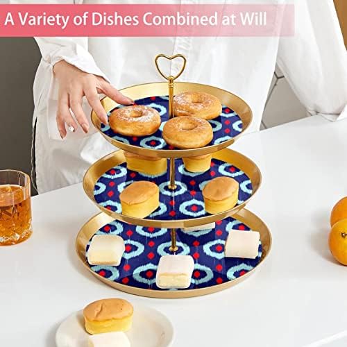 3 Cupcake Stand Ikat Ikat Ornamentos repetidos Ornamentos de sobremesa Tiened Serving Bandeys for Parties