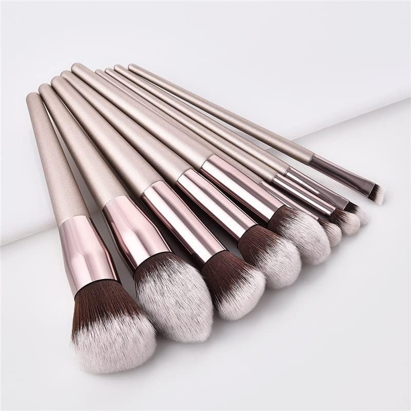 LLly Makeup Brush 10pcs pincéis de maquiagem de champanhe definido para fundação cosmética em pó blush sombra kabuki