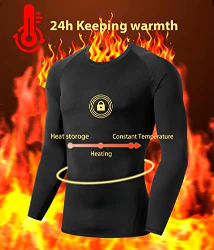5 ou 4 pacote de camisa de compressão térmica masculina de lã forrada de manga longa de manga longa camada camada de