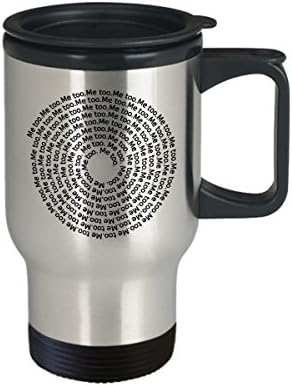 Eu também - caneca de viagem de aço inoxidável - Problema de assédio de padrões em espiral - homens