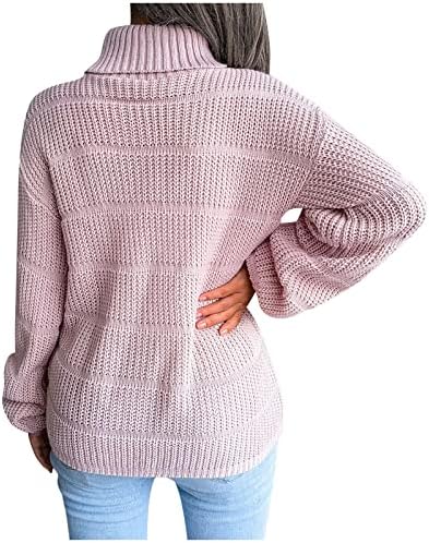 Sweater for Women Turtleneck Knitwear Fashion Crewneck de grande tamanho de manga longa waffle malha tops de túnica