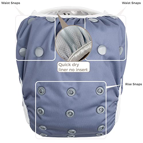 Fraldas reutilizáveis ​​de natação e bolsa molhada - tamanho totalmente ajustável - Laguna Unisex 3 pacote com bolsa