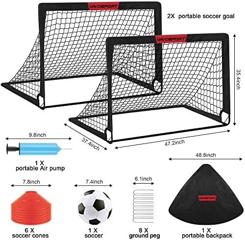 Metas infantis de futebol para o conjunto de quintal - 2 de 4 'x 3' equipamentos portáteis de treinamento de metas de futebol,