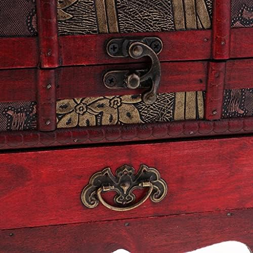 Caixa de jóias caixa de armazenamento de jóias de madeira retro Decoração de baús de peito de casa 22x16cm armazenamento