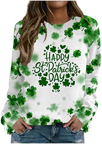 São de São Patrício de St. Patricks Clover Sweatshirt Casual Crewneck de manga longa Tops de sufocos macios de presente para mulheres