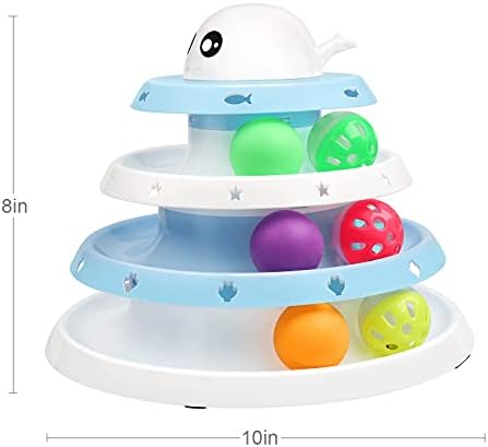 UpSky Cat Toy Roller Kitten Toys 3 Nível Tower Interactive Ball Toy para gatos internos com seis bolas coloridas Game de exercícios