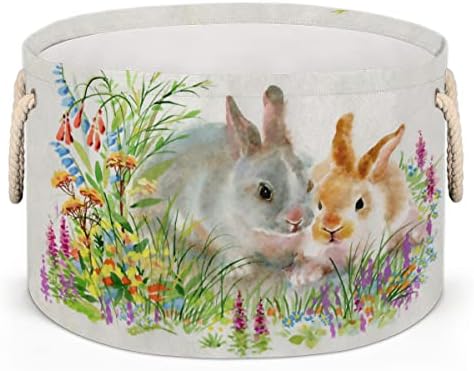 Ovos de coelho da Páscoa ovos de coelho grandes cestas redondas para cestas de lavanderia de armazenamento com alças cestas