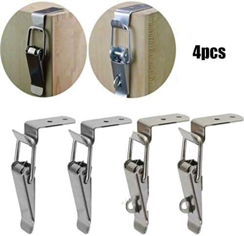 4pcs 90 ° Aço inoxidável Spring Draw Draw TOGLGL LATCH CLIP CONJUNTO PARA CAIXAS DE METAL DE METAL DE CAUS