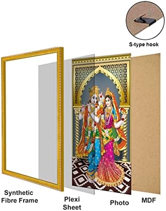 999Store Blessing Lord Ganesha Pintura fotográfica com moldura para Mandir / Templo Lord Ganesha Frames para Wall