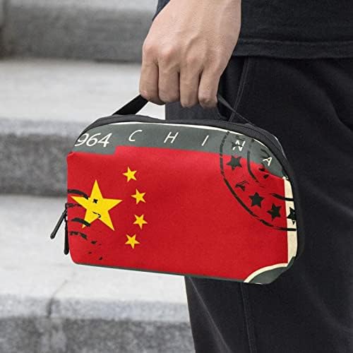 Organizador eletrônico, bolsa de bolsa de organizador de cabo de viagem Acessórios eletrônicos Carregar bolsa de armazenamento à prova d'água portátil para cabo, cordão, carregador, carimbo de bandeira da China