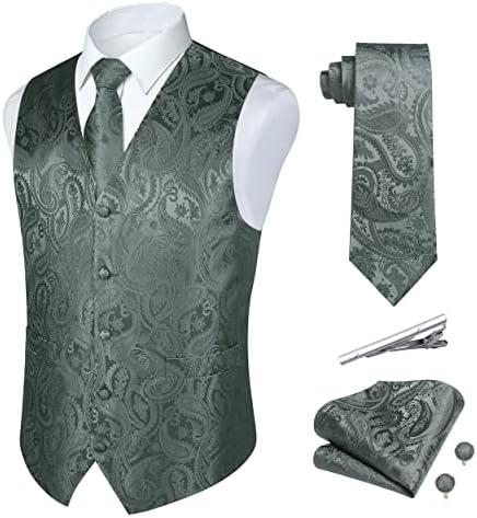 Masculino colete coletes Paisley jacquard vestido formal cistascoat tize bolso de bolso squuflinks conjunto de 5pcs coletes de smoking