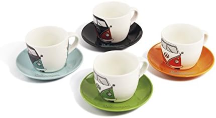 Coleção BRISA VW - Volkswagen Samba Bus T1 Camper Van Espresso Cup 4 -PC Set na caixa de presente para cozinha, garagem, escritório