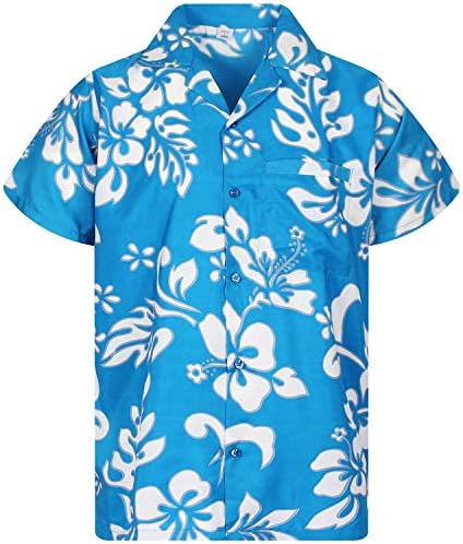 V.H.O. Camisa havaiana funky Men de manga curta Hibiscus várias cores Hibiscus