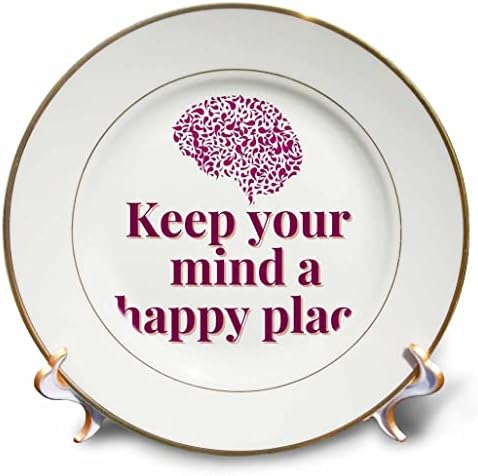 Imagem 3drose do cérebro com texto de manter sua mente um lugar feliz - pratos