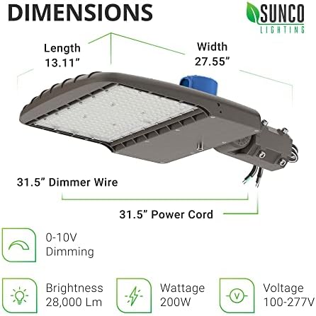 SUNCO LED LEITO DE ESTACIONAL LUZ, POLE AO ANTERIOR DUSTO DUSTO DE 200W AO ALA POTOCELL SUBSTITUIÇÃO HID HID, 5000K DIA, 26000