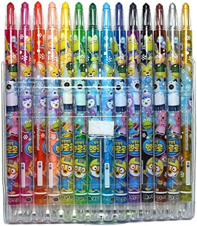 Pororo plástico torcer lápis de cor de cor de cor 14 canetas