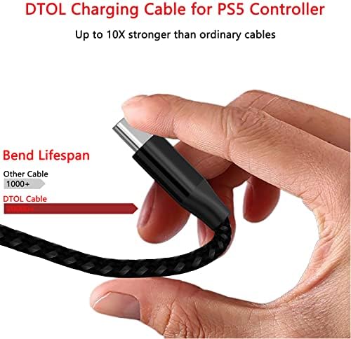 Cabo de carregamento DTOL para o controlador Nintendo Switch PS5, substituição USB C Cord Nylon Charging rápido