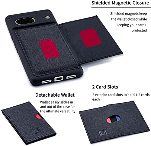 Dockem Flip Card Case para Google Pixel 7 com carteira de aba minimalista removível para 3-4 cartões, concha de silicone líquido com couro sintético texturizado