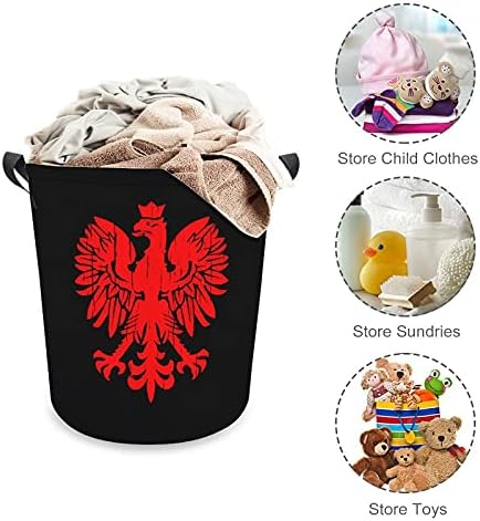 Bandeira polonesa águia dobrável cesto de lavanderia organizador de armazenamento Hampers para roupas decoração de quarto em casa