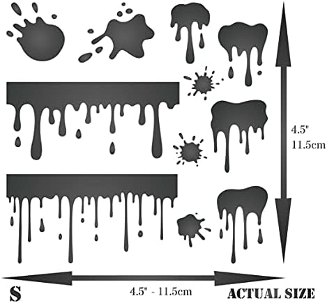 Estênceis para paredes: gotas de estêncil, 4,5 x 4,5 polegadas - gotas de sangue gotas de blot splatter splashes estênceis de tinta