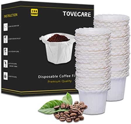 TOVECARE 200 contagens Disponíveis K Copo Filtros de papel compatíveis com filtros de copo Keurig reutilizáveis, filtros de café para