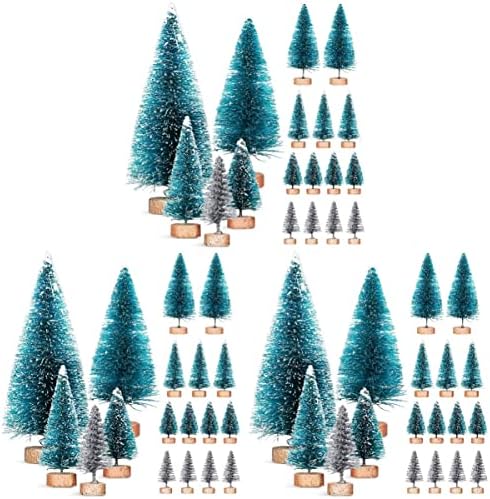 Aboofan 84pcs garrafa Plástico Crafting Design, árvore de Natal de férias de quarto, estilos de madeira para decorações e com cenas artificiais em tamanho de festa em miniatura, árvores, sisal de neve