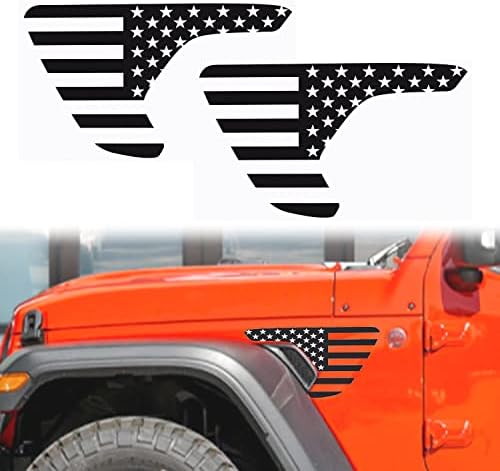Decalque de vinil de bandeira americana de bandeira do lateral de Fender Vent para Jeep Wrangler JL JLU 2018-2021 e Gladiator 2020 2021,