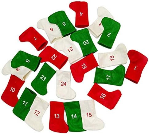 24pcs Christmas Decorative Socks Countdown Calendário Xmas pendurado Ornamentos de Natal Decorações de Natal