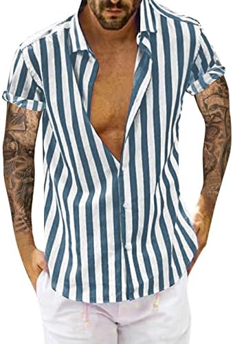 Xxbr camisetas vintage para homens listrados de manga curta camisa havaiana de verão botão para baixo camiseta relaxada praia casual tops