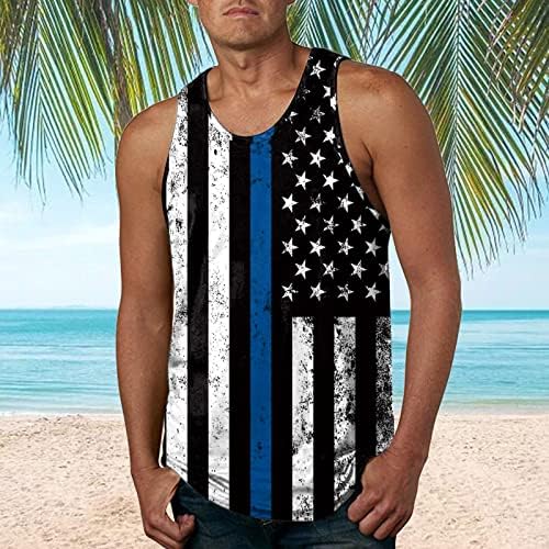 Tops casuais no pescoço impresso no pescoço o bandeira de primavera de praia mangas tanques homens homens tanques de tanques de ioga conjunto curto