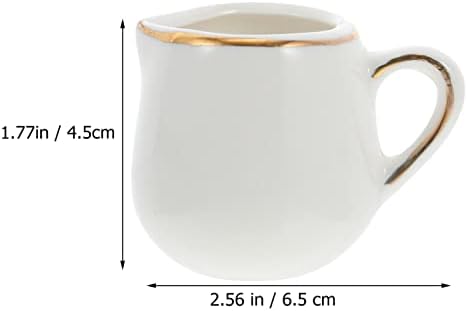 Fotos de café expresso Hemoton Mini creme de cerâmica branca com alça dourada pequena creme de café com jarro de jarro de capricho de jarro de molho de cozinha com bico derramando creme de café