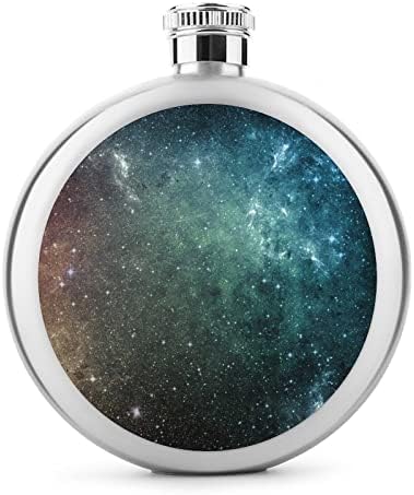 Galaxy Nebula Stars Universo Aço inoxidável Frasco de quadril 5 onças para bebida de vinho Pocket Round Pocket Funny Print