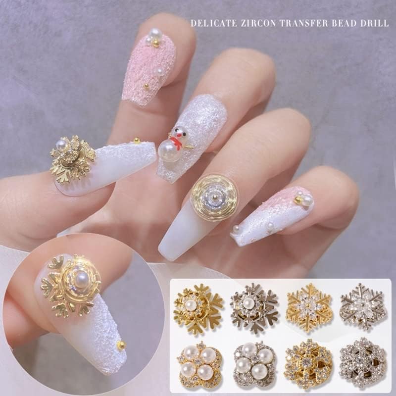 Spinning Crystal Decoração de unhas de ouro/prata spin spin strass girms de unha girming rotação giratória floco de neve de unha -