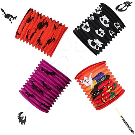 ABAODAM 4PCS Halloween Folding Paper Lanterns pendurando lanternas decoração de festa de férias