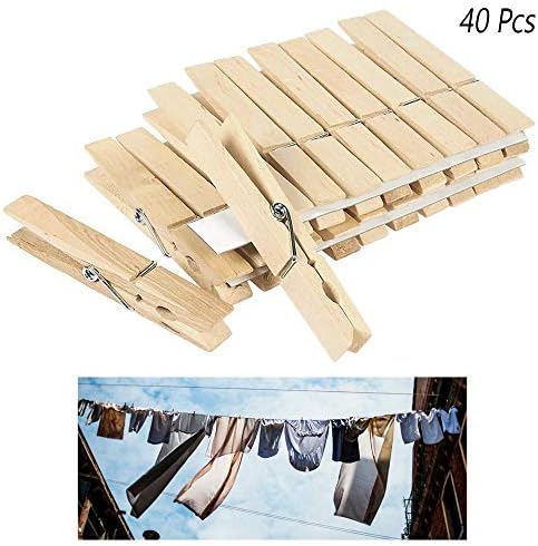40 PCs prendedores de madeira com primavera 2 7/8 Crafts de pinos de roupas pesadas de 7/8