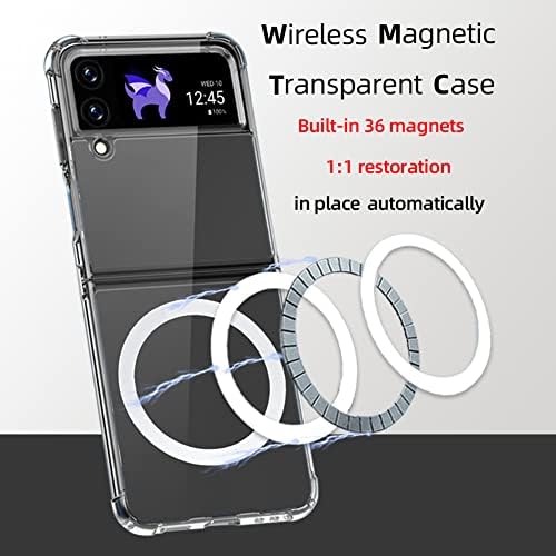 Caso claro de Boaoige Magnetic para Samsung Galaxy Z Flip 4 5G, compatível com carteira de cartões Magsafe e carregador sem