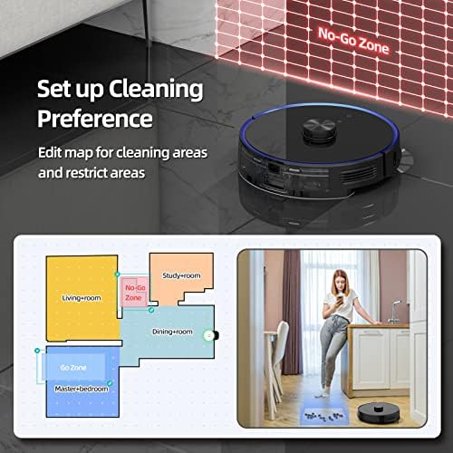 Viomi S9 Robot Vacuum Cleaner Auto-Esmizando 2700pa, 5200mAh, 3 em 1, vácuo robótico 360 ° LDS LIDAR, Descarte de sujeira de automóvel, mapeamento inteligente, WiFi & Alexa de 2,4 GHz, ideal para cabelos de animais de estimação