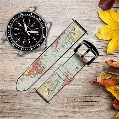 CA0719 Mapa do mundo vintage Leatra e silicone Smart Watch Band Strap for Wristwatch smartwatch smart watch size