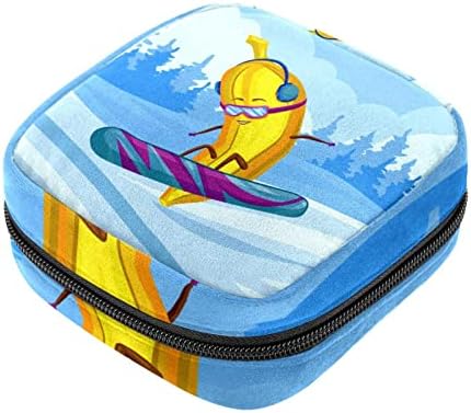 Bolsa de maquiagem de esqui azul de banana, bolsa de cosméticos, bolsa de higieness portátil para mulheres e meninas