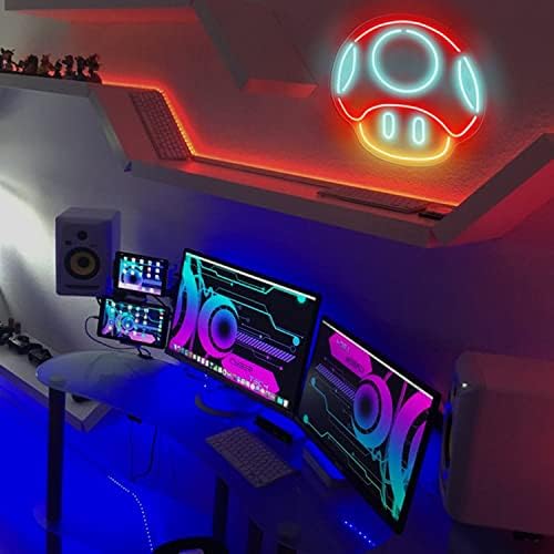 Gaming Néon Sign Sinais de neon de cogumelos para decoração de parede, decoração da sala da lâmpada de cogumelos 9,8