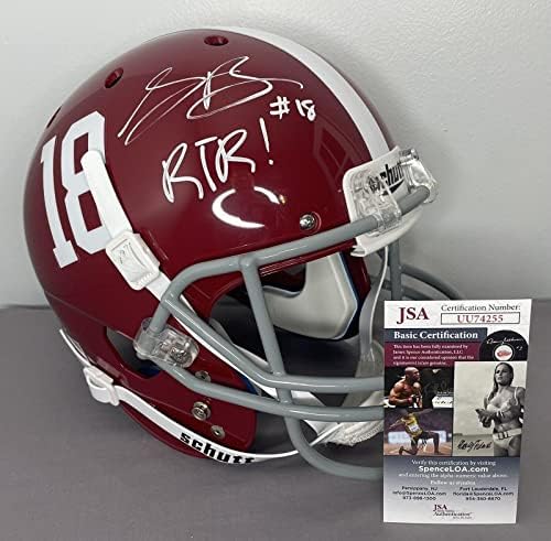 Slade Bolden assinou o capacete do Alabama Crimson Tide Football em tamanho real com JSA COA - Capacetes da faculdade autografados