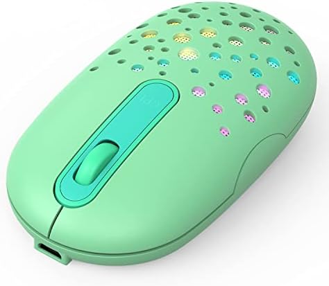 Mouse sem fio LED de prirose, mouse de alteração de cor iluminada com uma concha de favo de mel, 2,4g de camundongos silenciosos e silenciosos recarregáveis ​​sem fio, 3 DPI ajustável para laptop Chromebook